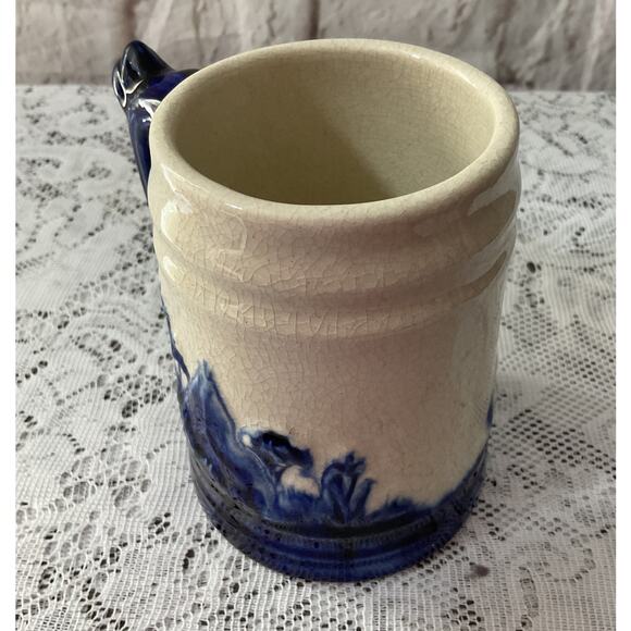 Antique Old Sleepy Eye Monmouth Mug Stein Teepee Native American Gray Cobalt - Picture 3 of 7